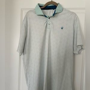 White and Aqua Greyson Golf shirt Large